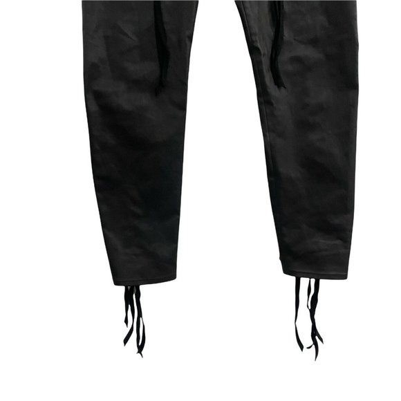 $1390 Unttld El Topo Black Waxed Denim Jeans w/Lace-up Design! Sz 8 IT 44 - Picture 6 of 11